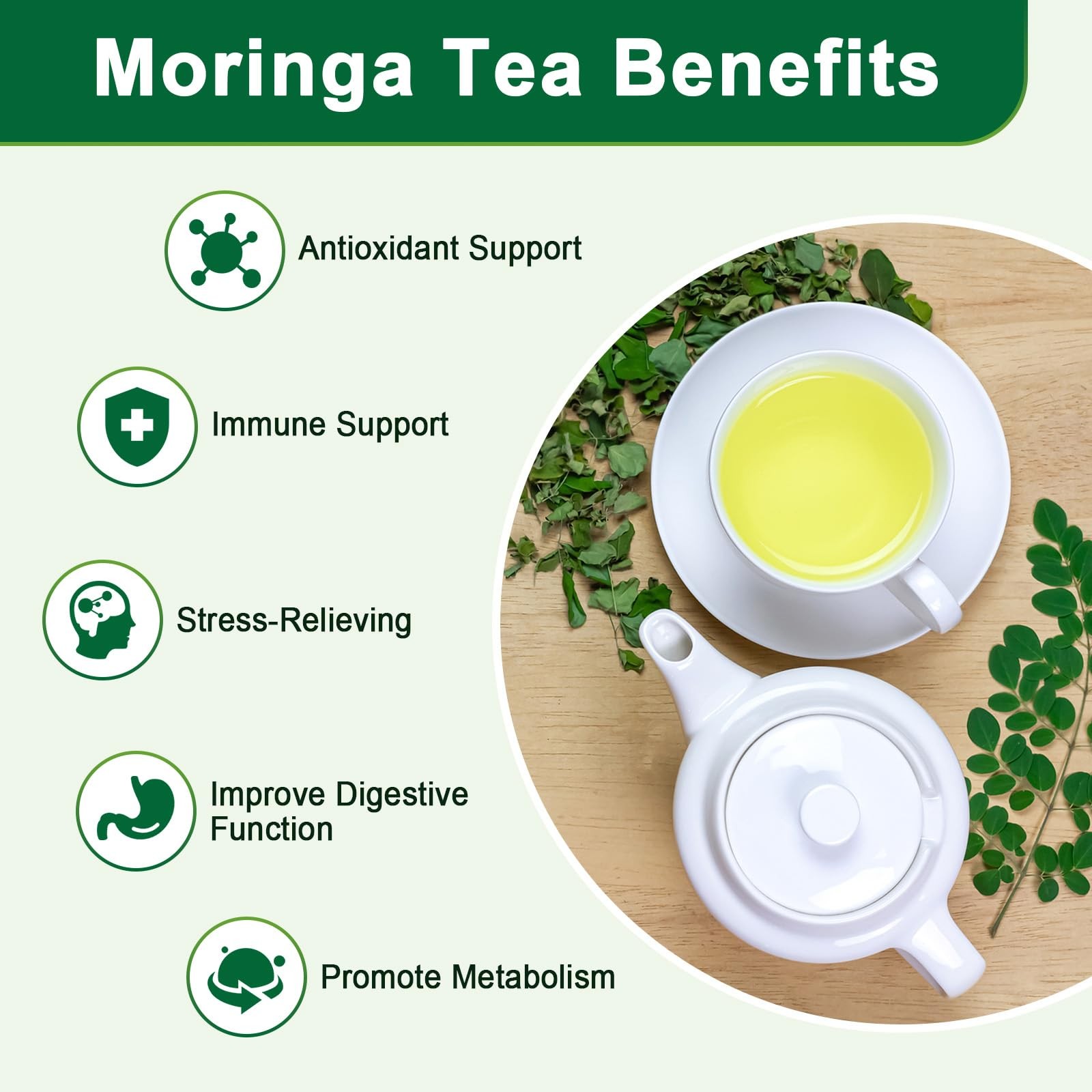 Moringa Tea Bags | 100% Pure Moringa Leaf Tea | Antioxidant-Rich, Caffeine-Te…