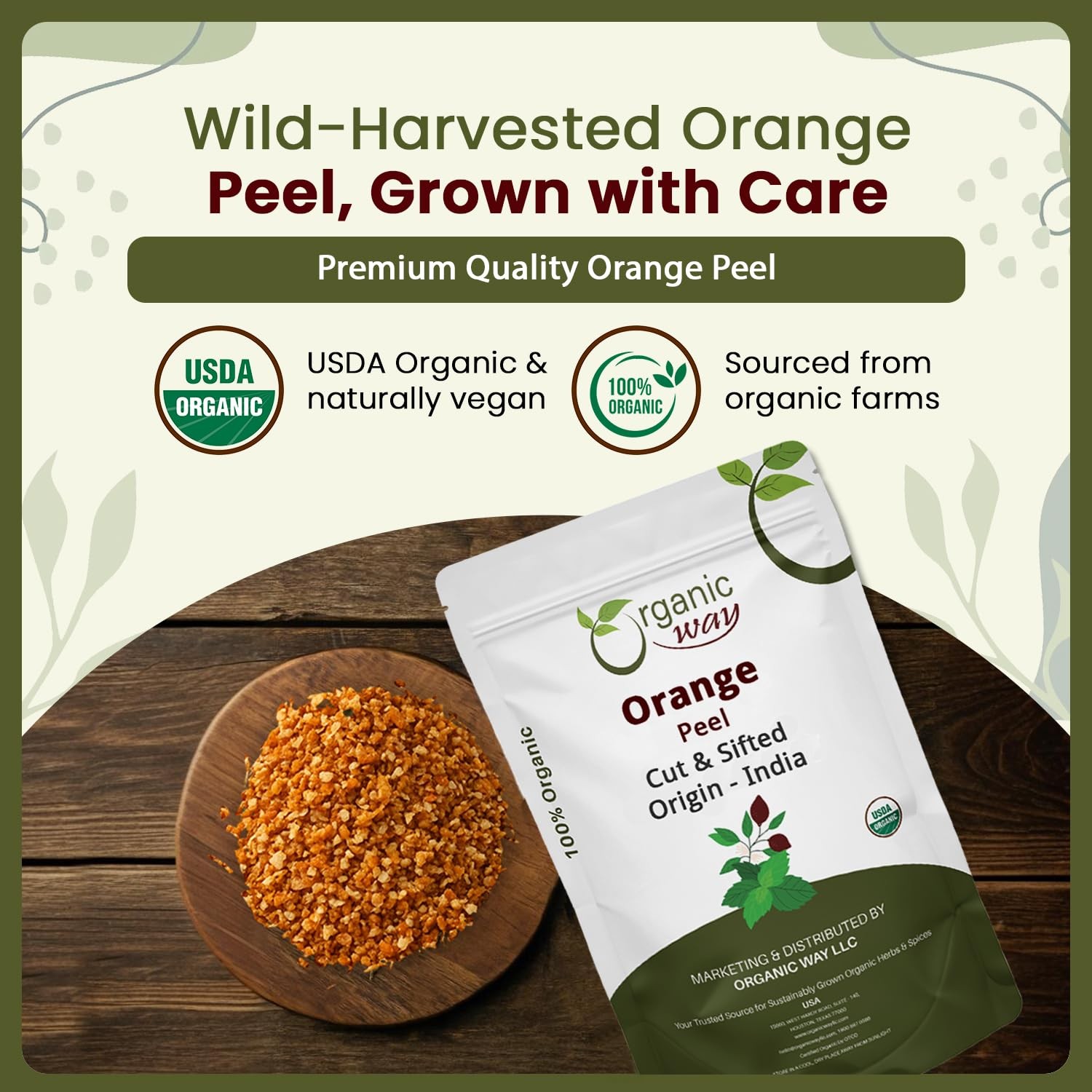 Dried Orange Peel Cut & Sifted (Citrus sinensis) – Pure, Single Ingredient He…