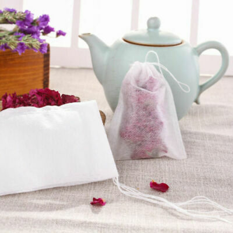 5/50 Pcs Disposable Tea Bags Filter Bags for Tea Infuser with String Heal Seal F
