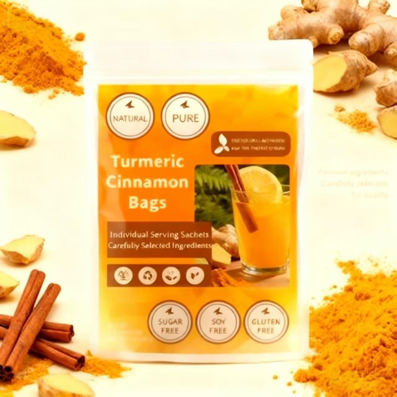 Turmeric Ginger Cinnamon Tea Bags Herbal Tea Blend, 100% Natural Ingredients…