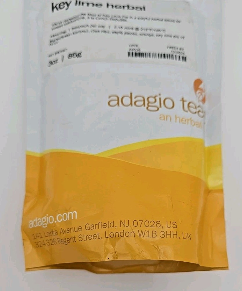 Adagio Teas Flavor Key Lime Herbal Tea Loose Leaf 3OZ-85G Exp 12/28 Sealed
