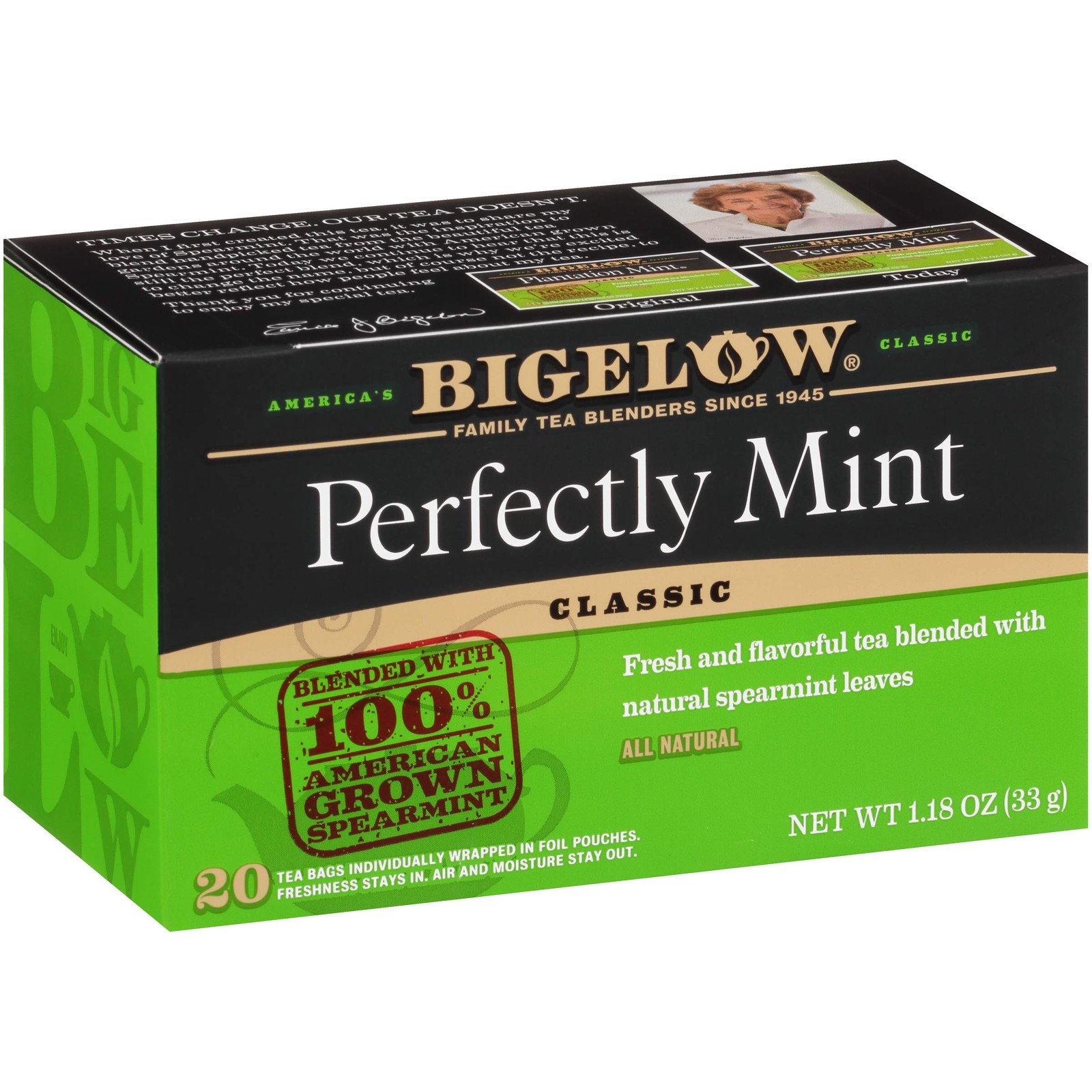 Bigelow Perfectly Mint (Formerly Plantation Mint) Tea Bags 20 count (Pack of 6),
