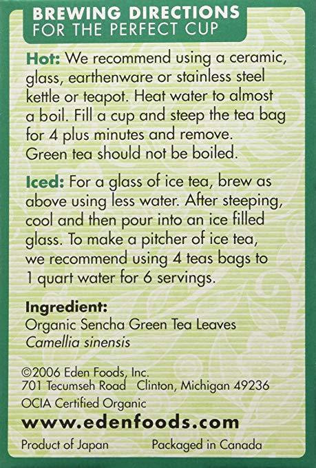 Eden Organic Green Tea, Sencha, Tea Bags, 16 Count