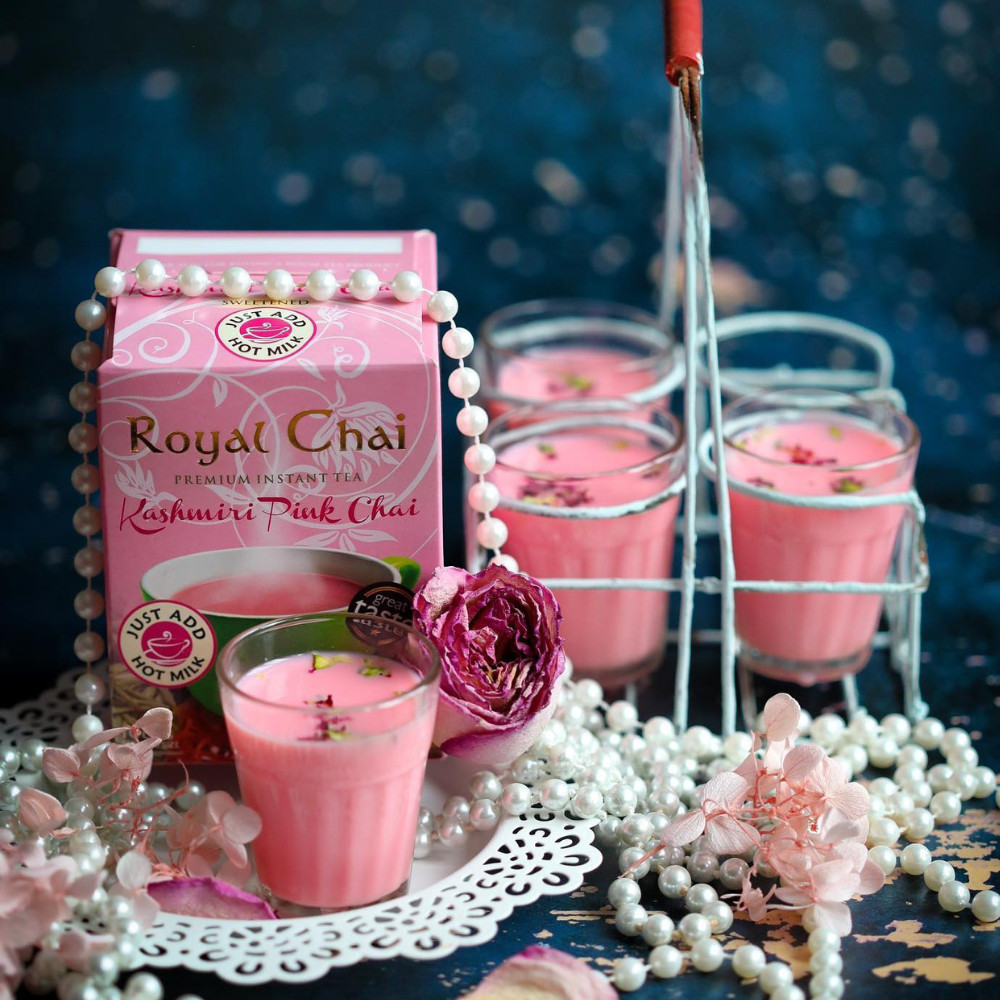 ‎Royal Chai Kashmiri Pink Chai Sweetened 10 Count Single Box Premium Instant Tea