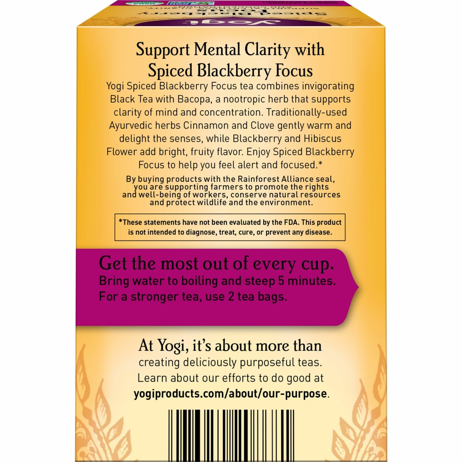 Yogi Tea Spiced Blackberry Focus – 16 Bags per Pack (4 16 Count (Pack of 4)