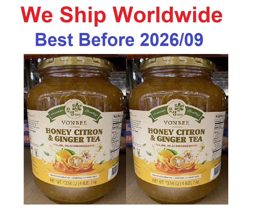 NEW 2 VONBEE Honey Citron & Ginger Tea Jam Salad Dressing 4.4 lb total 8.8 lb !