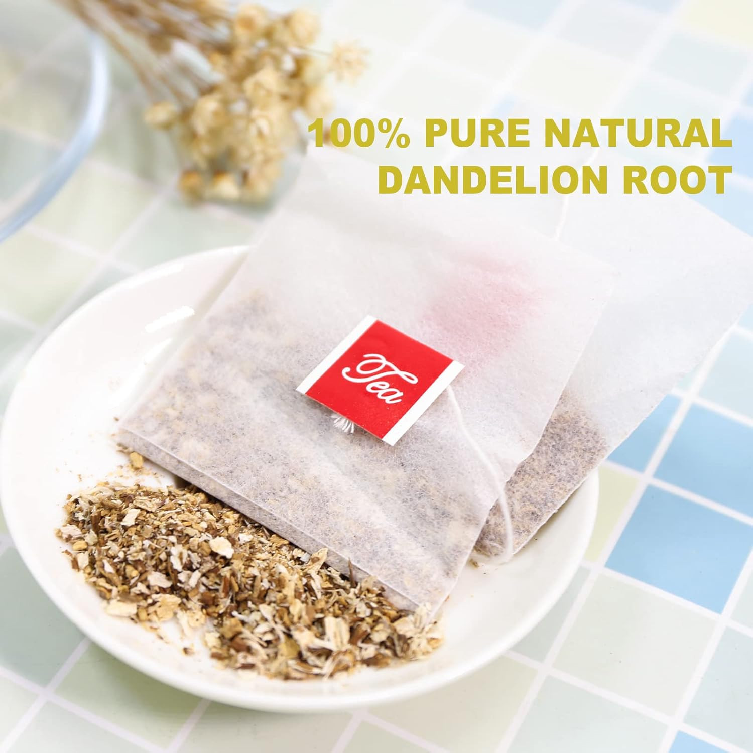– Dandelion Root Tea – 2.5G X 50 Count Premium Raw Dandelion Root Tea Bags – Caf
