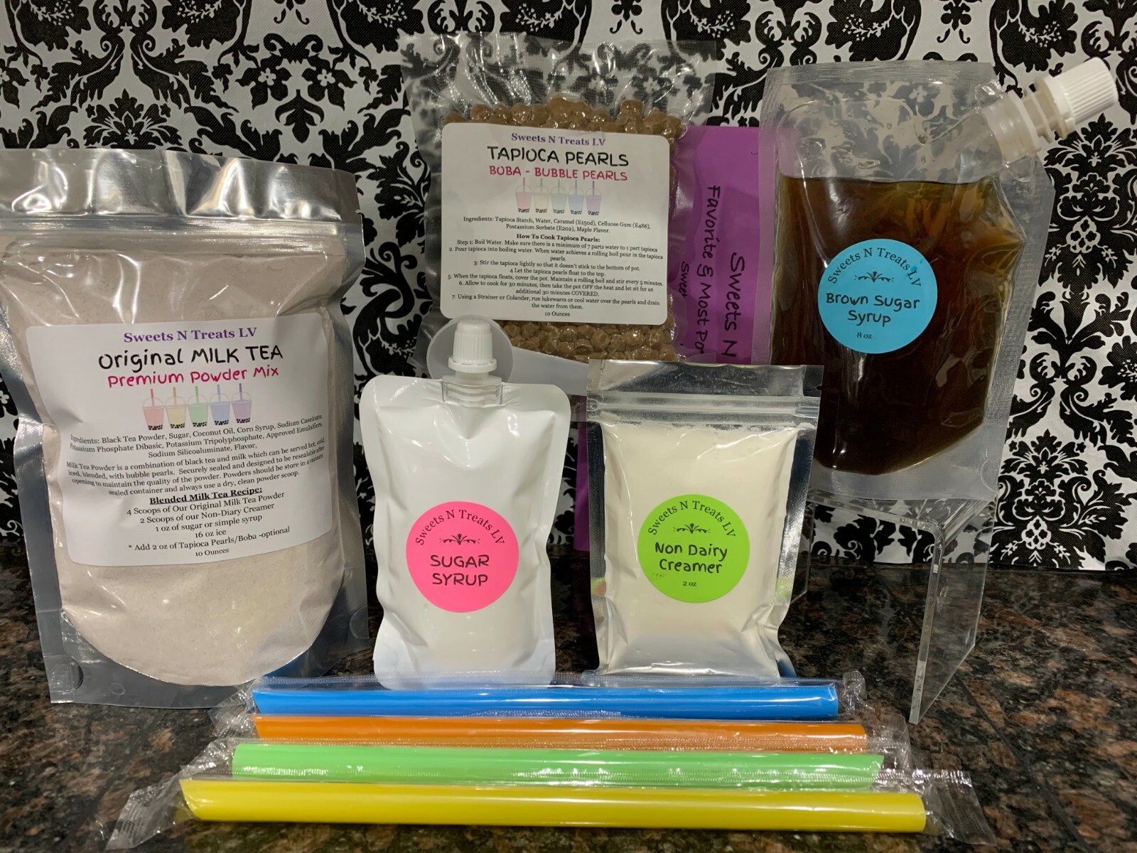 Classic MILK TEA Powder Boba Bubble Tea Tapioca Pearls Brown Sugar DIY KIT New