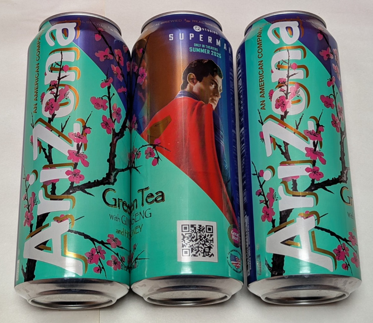 3x Superman Arizona Green Tea Promotional Three Cans New Unopened – Collectable