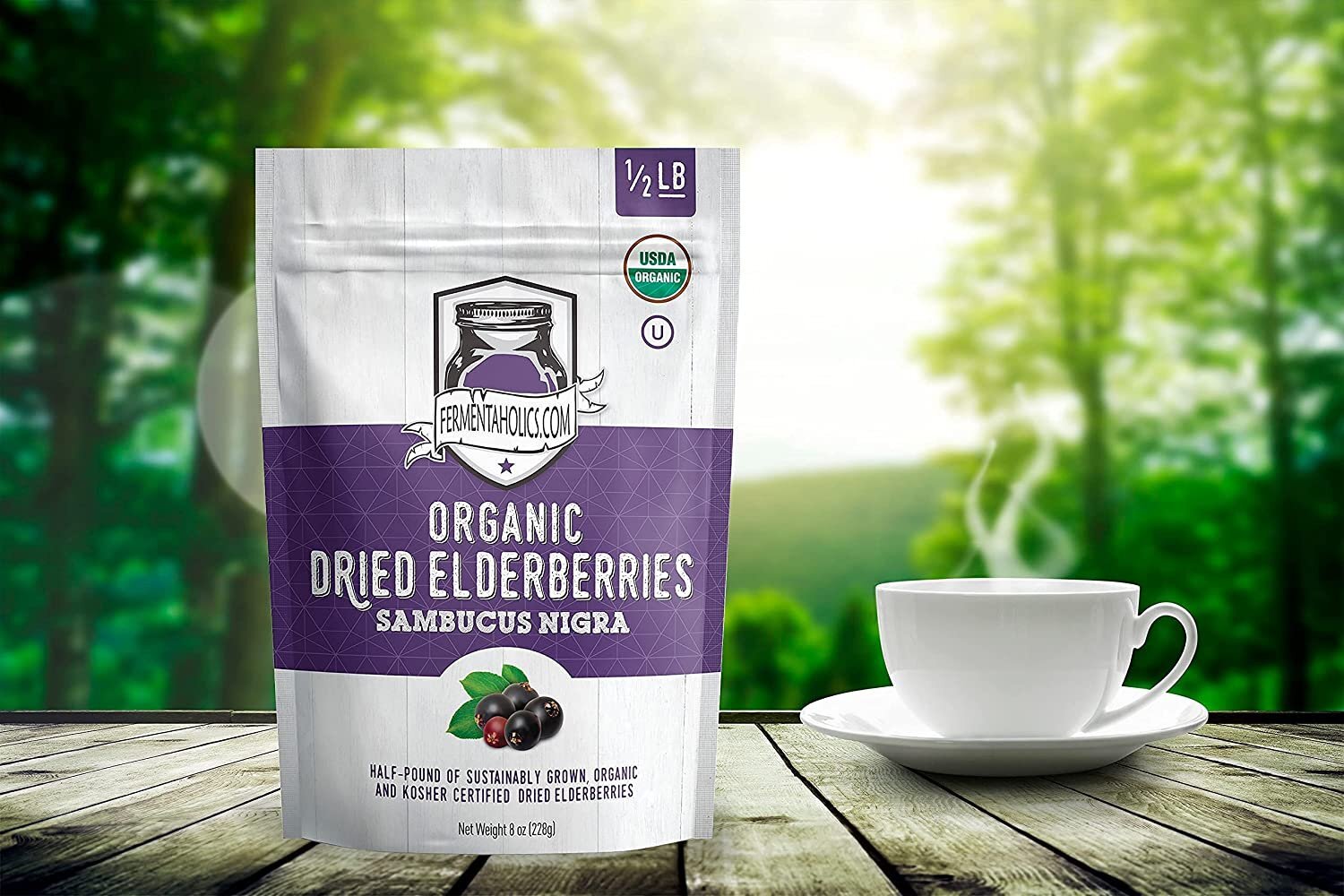 Fermentaholics USDA Organic Dried Elderberries, 1 lb All Natural non-GMO