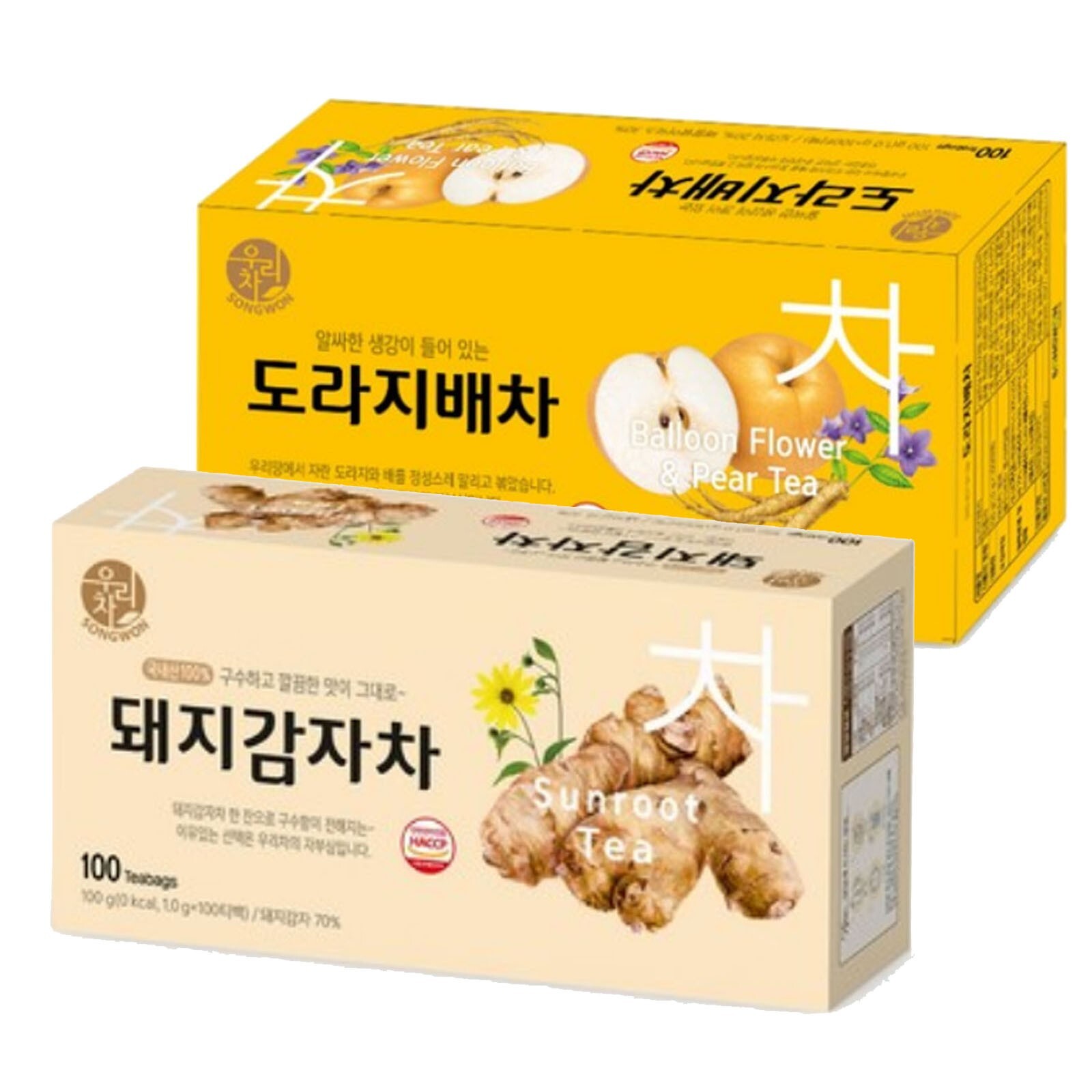 Korean Songwon Bellflower Pear Tea + Sunroot Tea 200 Tea bag Free Shipping
