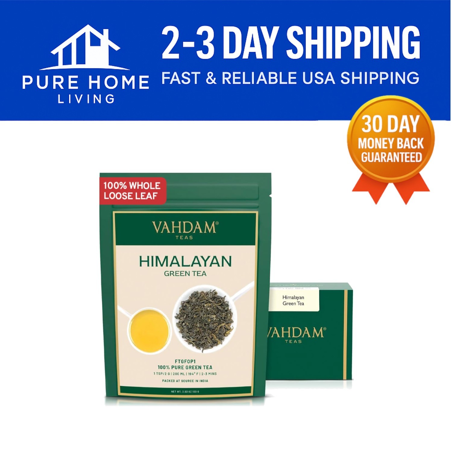 Organic Himalayan Green Loose Leaf Tea | 50+ Cups | 3.53 Oz Quality