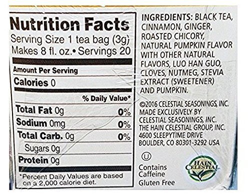 Celestial Seasonings Tea Sweet Harvest Pumpkin & Caramel Apple 20 Bags Ea
