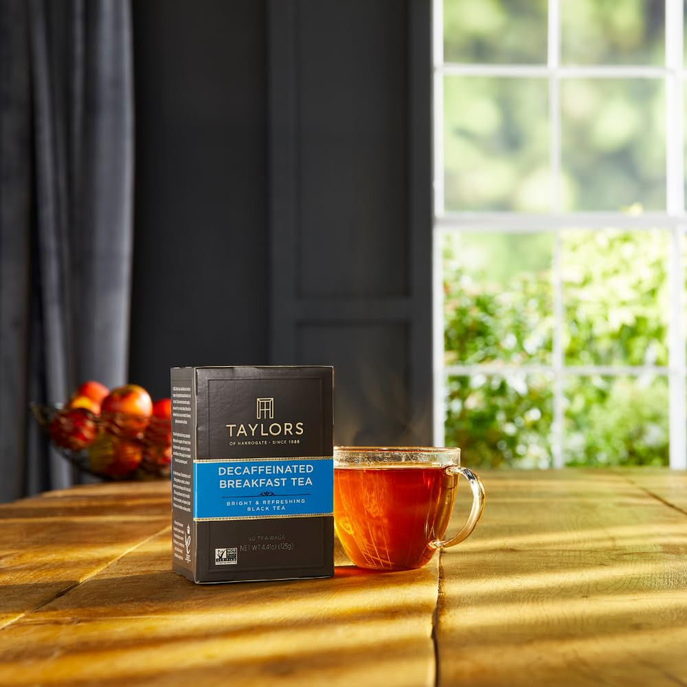 Taylors of Harrogate Decaffeinated Black Tea, Pillow Bags, 50 Count,