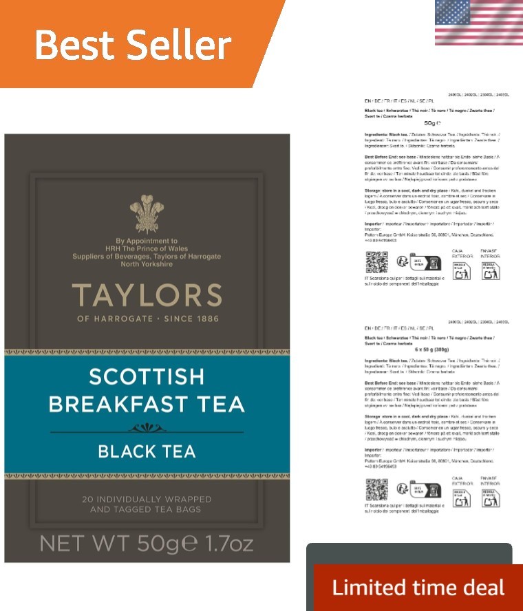 Individually Wrapped Scottish Breakfast Tea Bags – Full Flavor, High Caffeine
