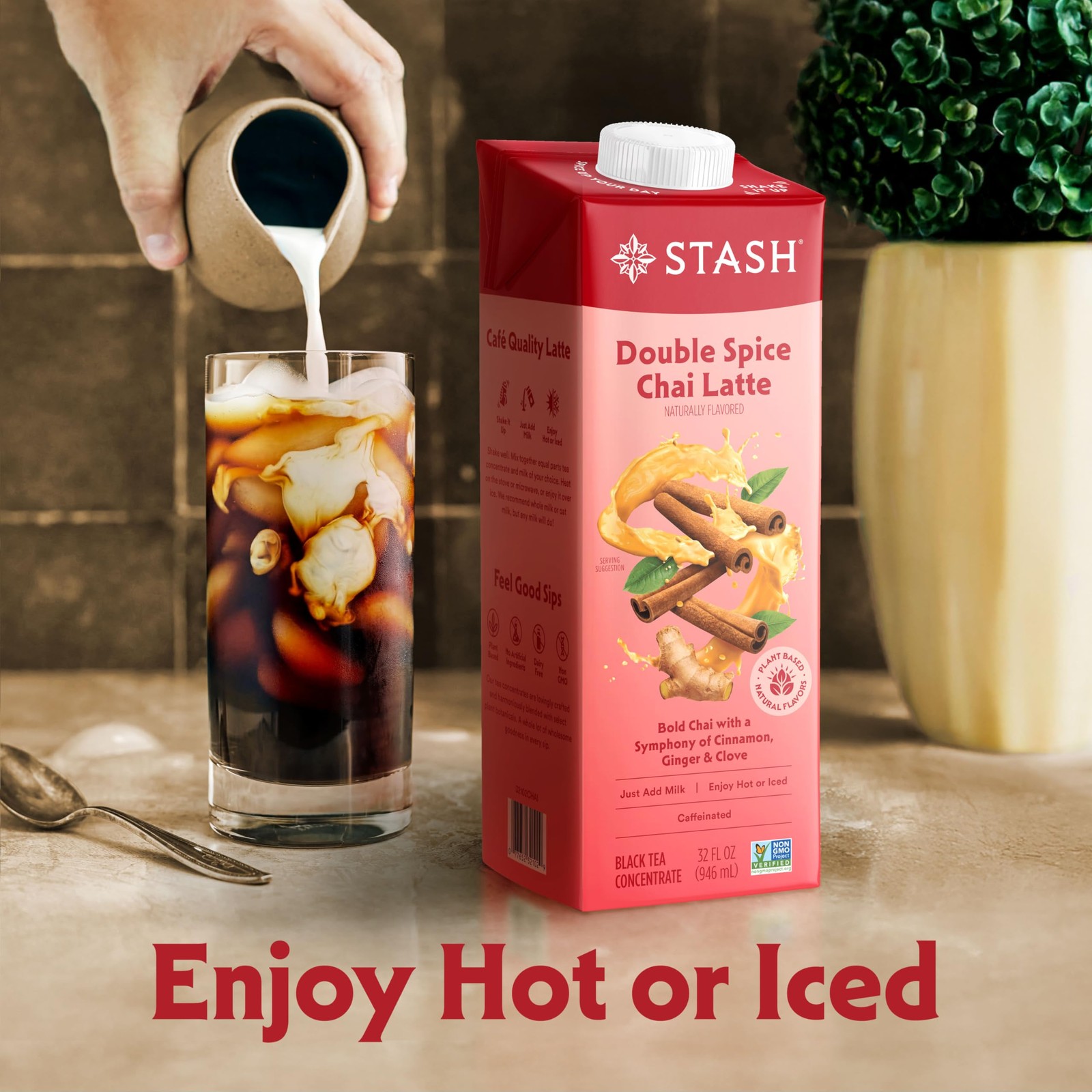 STASH Double Spice Chai Latte – Dairy Free Plant Based 32 Fl Oz (Pack of 1)