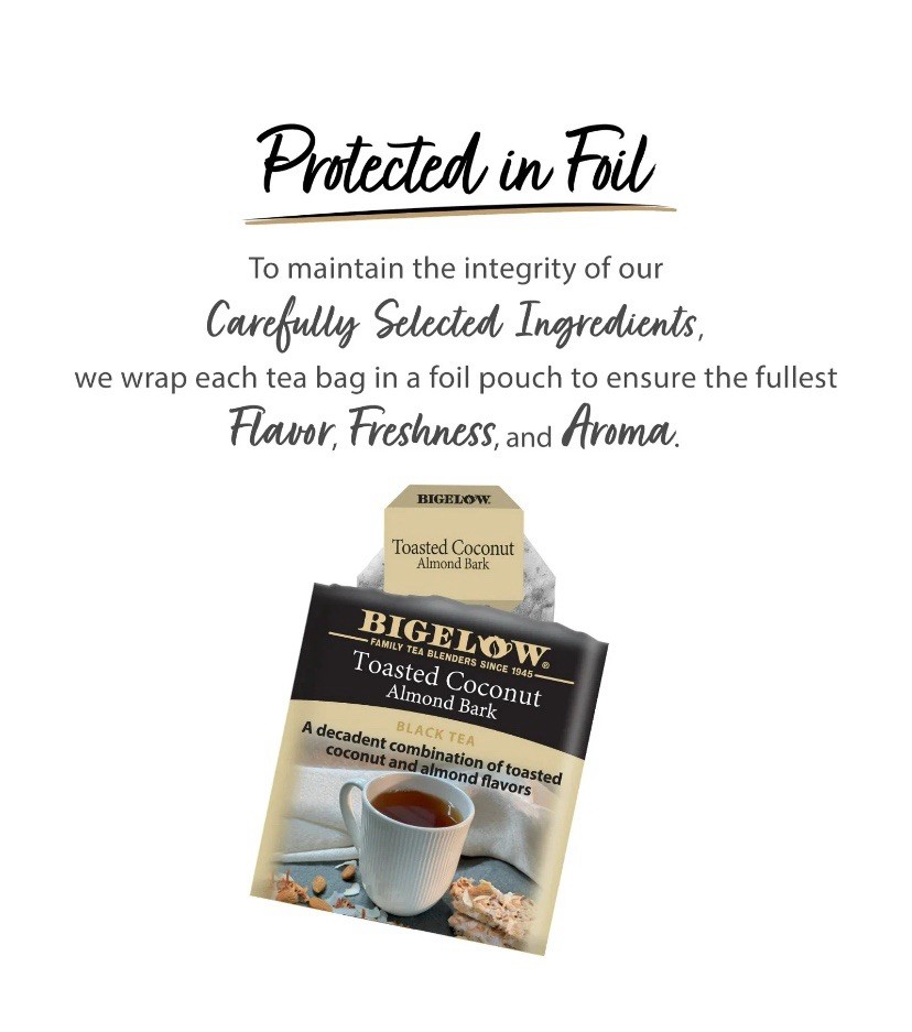 Bigelow Toasted Coconut Almond Bark Black Tea Bags – 18 Count, Dessert Tea