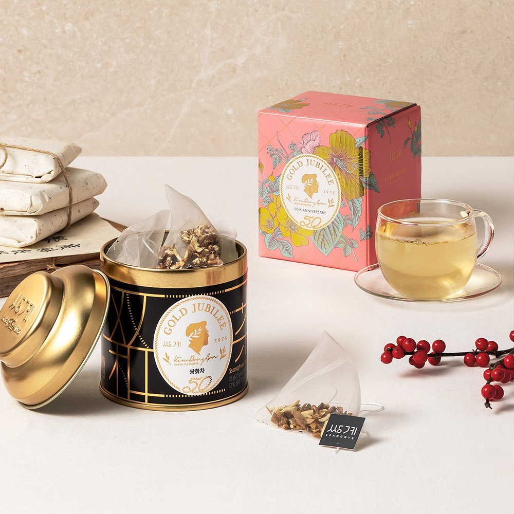 Korean Ssanghwa Tea 10 Pyramid Bags | Caffeine Free | Ssanggye Gold Jubilee