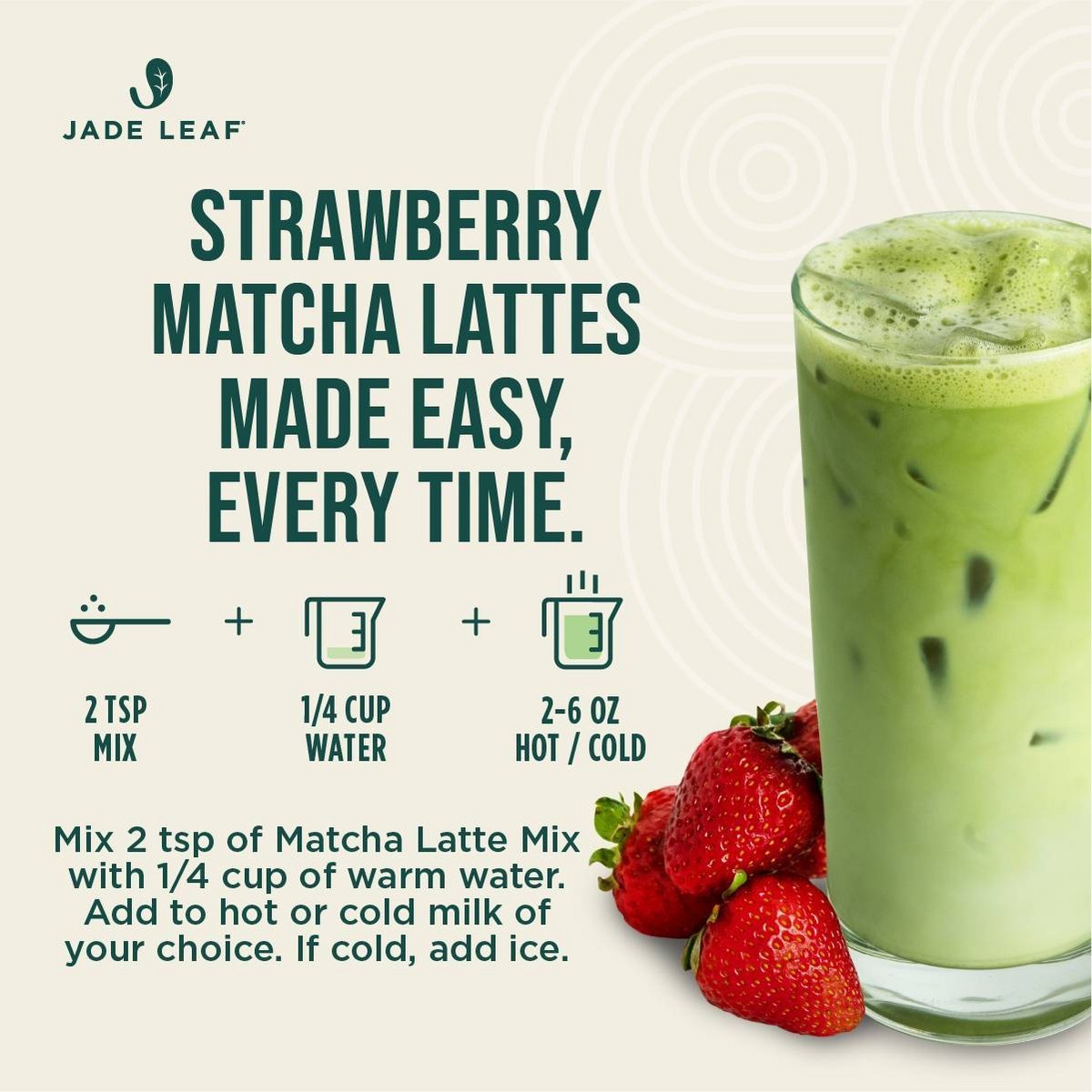 Jade Leaf Matcha Organic Cafe Style Strawberry Flavored Matcha Latte Mix – 3.5oz
