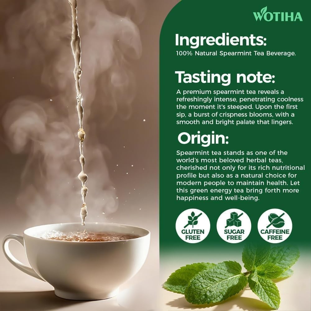Caffeine-Free Organic Spearmint Tea Bags – 80 Count for Refreshing Wellness
