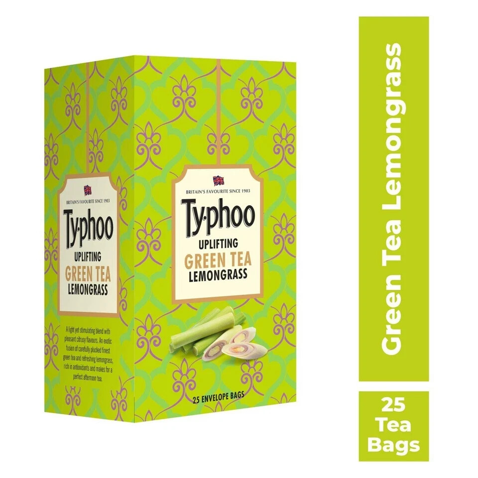 Ty-phoo Uplifting Lemon Grass Green Tea Bags (25 Tea Bags) Free Shipping