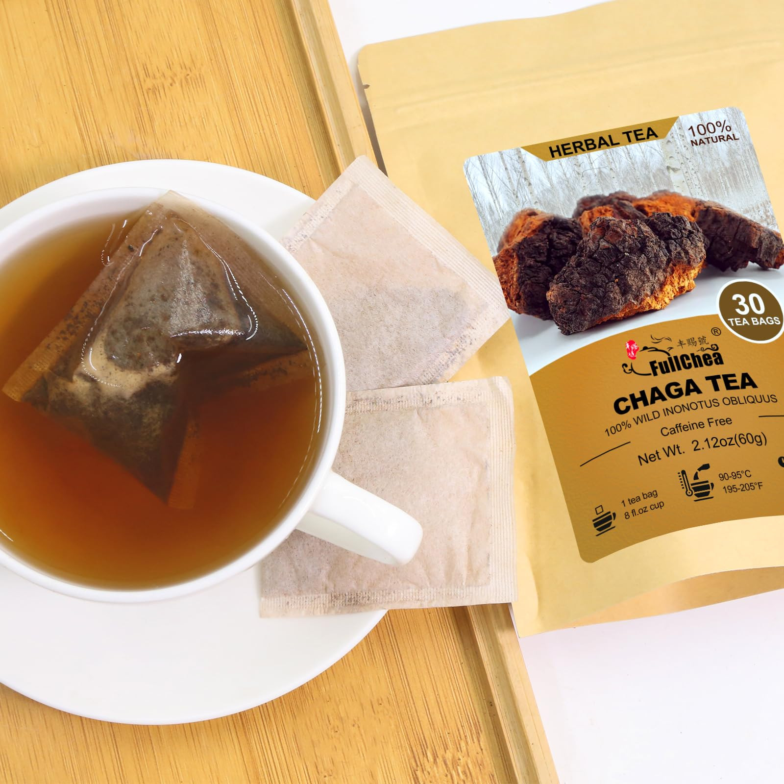 – Chaga Tea Bags, 30 Teabags, 2g/bag – Premium Chaga Mushroom Tea – Non-GMO -…