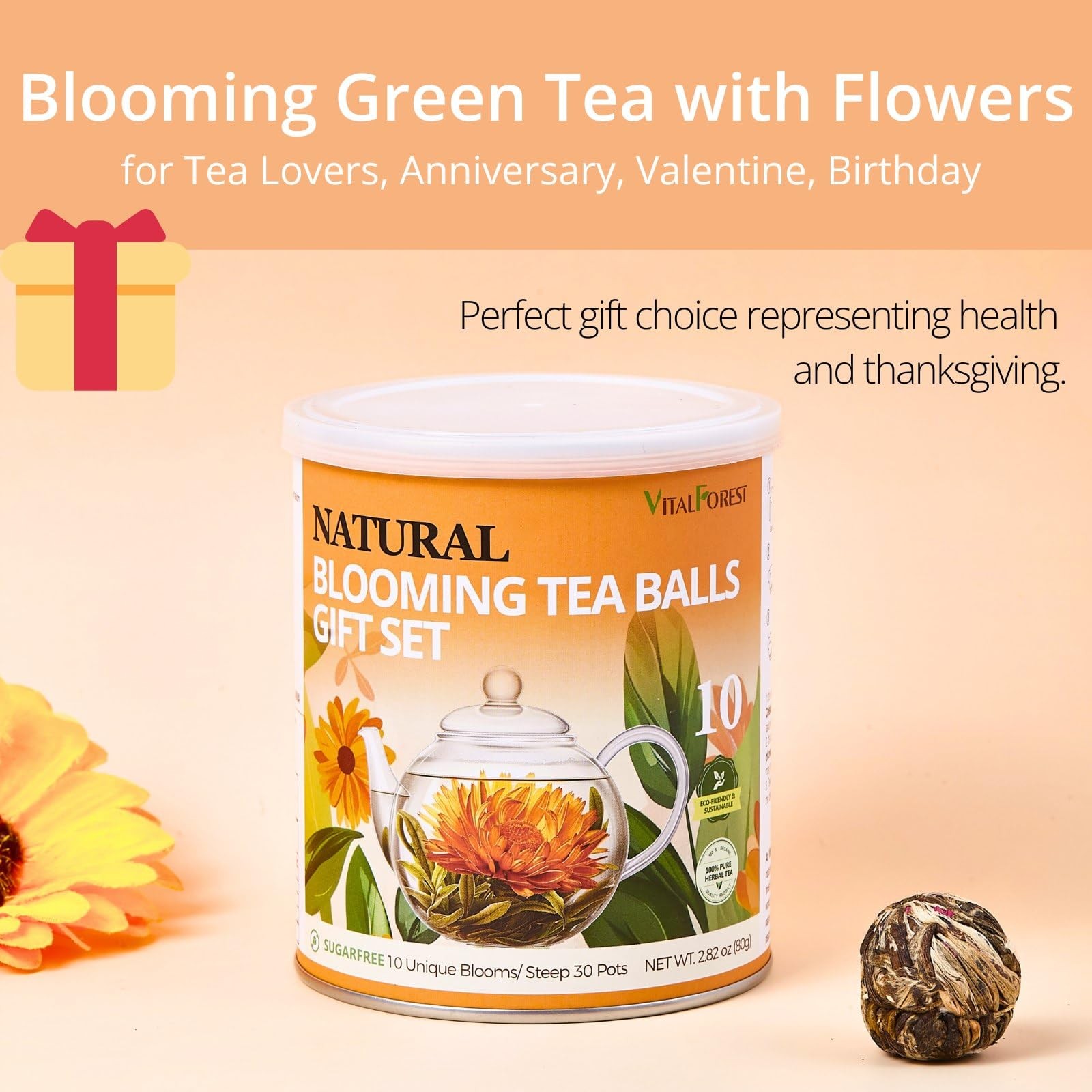 Blooming Tea Gift Set, 10 Unique Varieties Flowering Balls, VitalForest