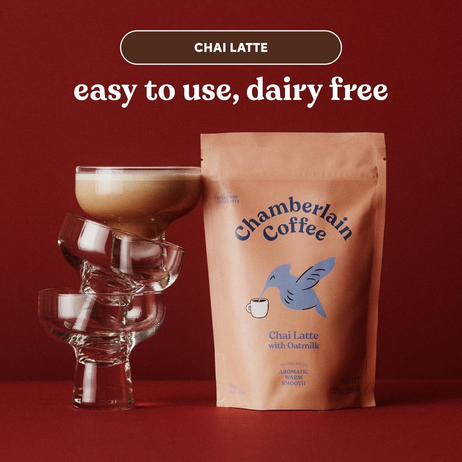 Chamberlain Coffee Chai Latte with Oatmilk 10oz, 2 Pack, Vegan, Smooth