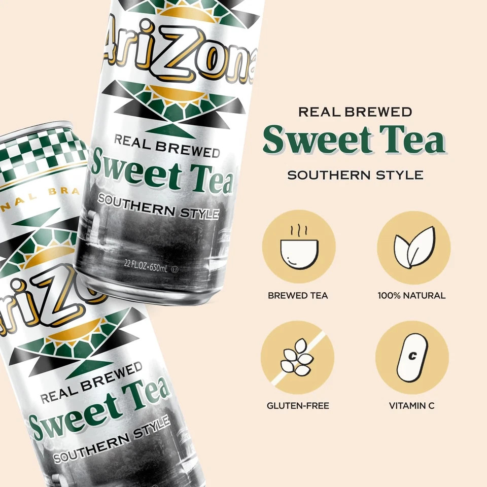(24 pack) Arizona Real Brewed Southern Style Sweet Tea, 22 Fl. oz.