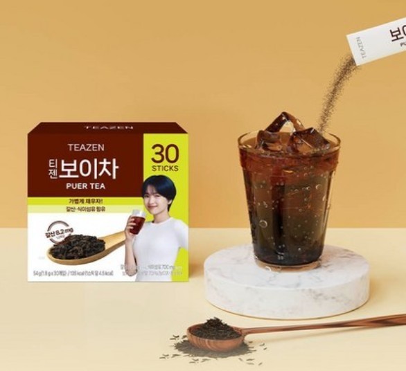 Teazen Pu’er Tea Instant Powder Stick 30T Diet Fiber Weight Loss K-Beauty