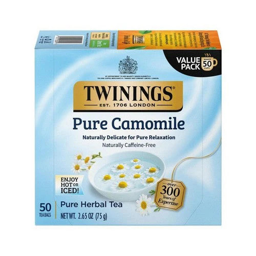 Twinings Tea, Herbal Tea Pure Chamomile Caffeine Free, 50 Bags (Case of 6)