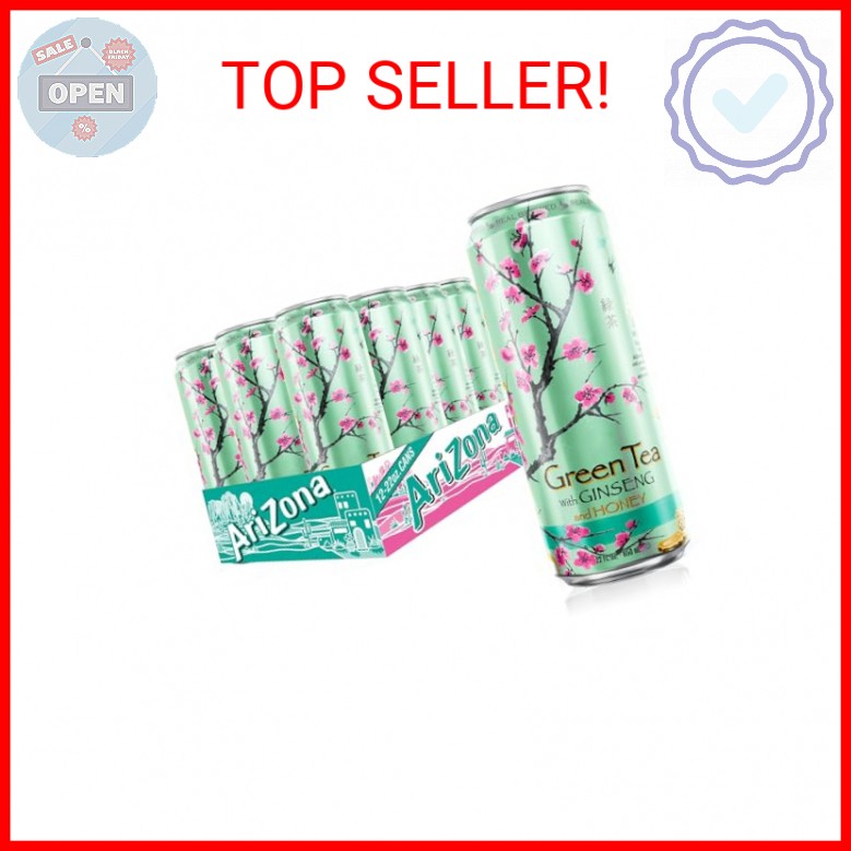 AriZona Green Tea with Ginseng and Honey – Big Can, 22 Fl Oz (Pack of 12)