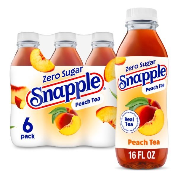 Snapple Zero Sugar Peach Tea, 16 fl oz Recycled Plastic Bottle (Pack of 6) x 2