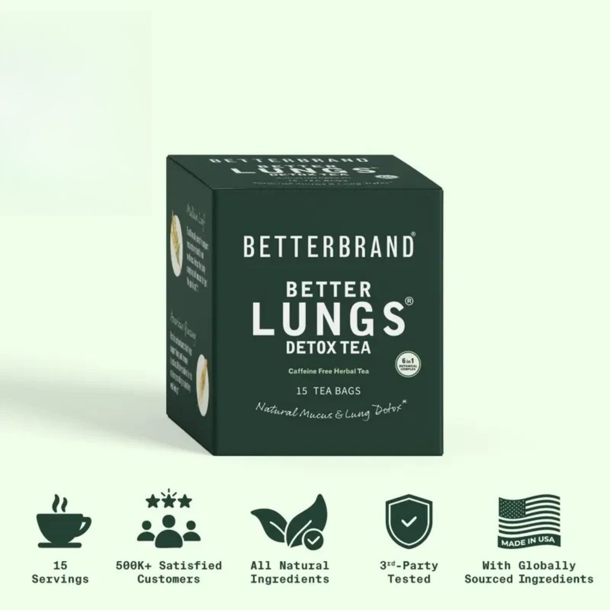 Betterbrand Lung Health Tea,Caffeine-Free Herbal Blend with Mullein,Ginseng