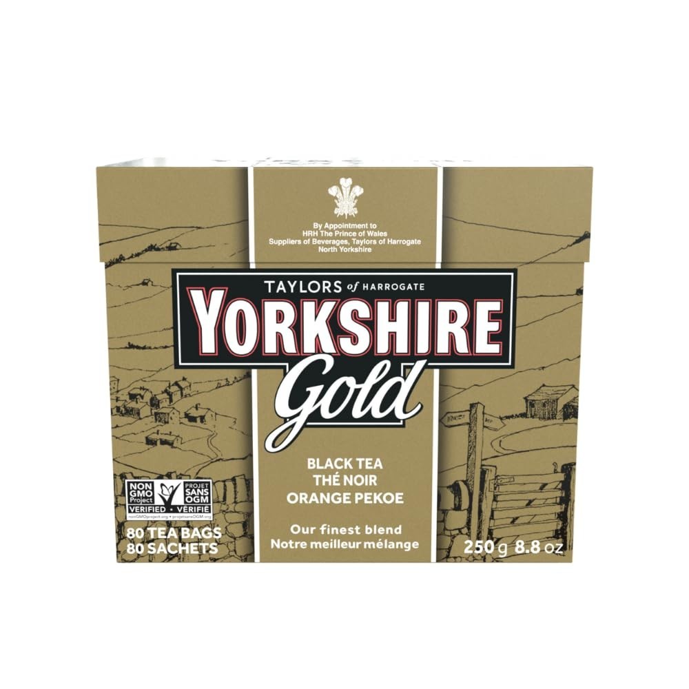 Classic British Breakfast Blend – Yorkshire Gold Pillow Tea Bags, 80 Count