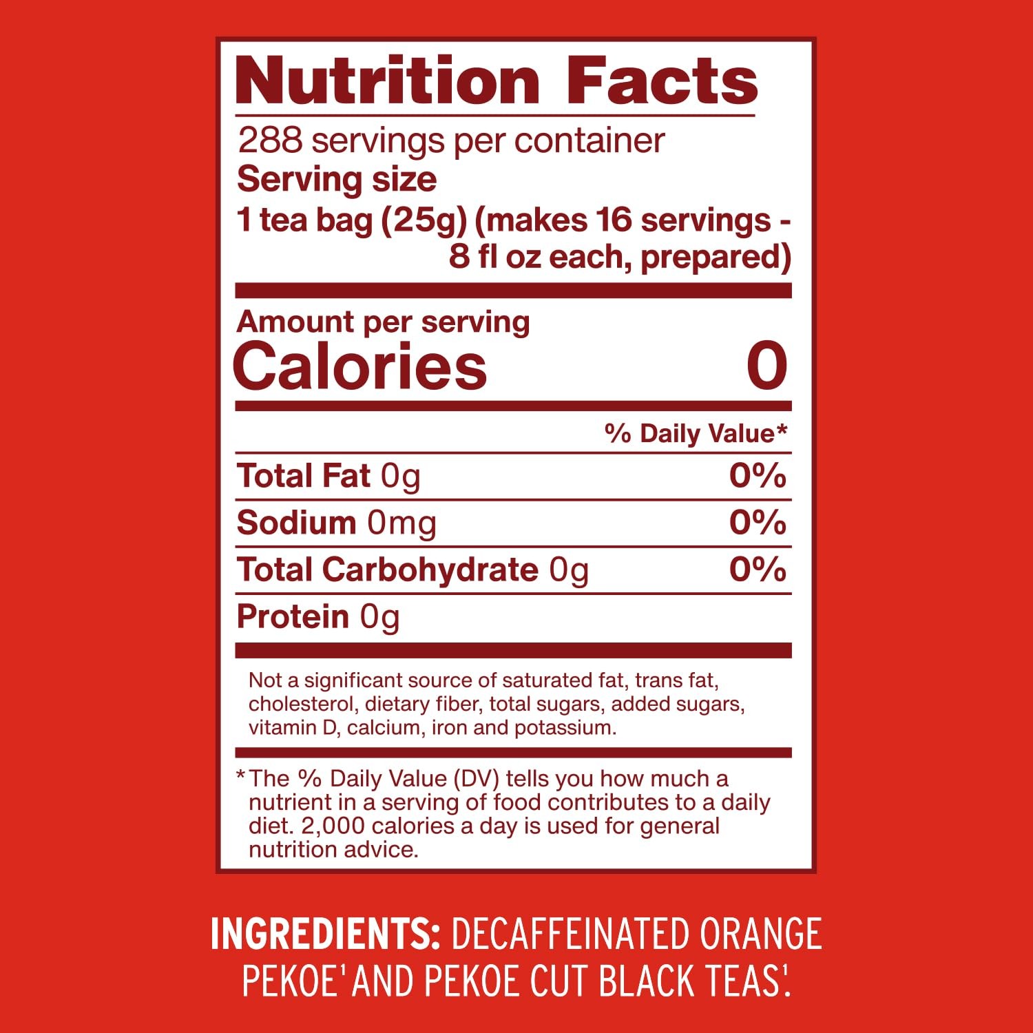 Unsweetened Decaffeinated Iced Tea Bags, Gallon Size, 18ct Box, (Pack of 1)