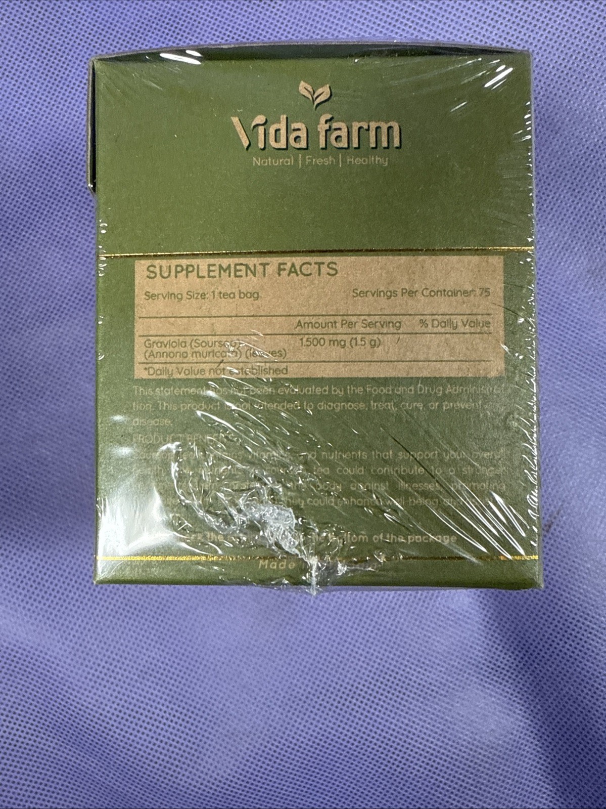 75 Soursop Tea Bags 100% Natural Pure Soursop Leaves Tea Bags, Pleasant Taste Z8