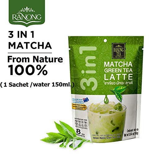 New Best Ranong Tea Matcha Green Latte Instant Drink Mix 8 Sachets Free Shipping