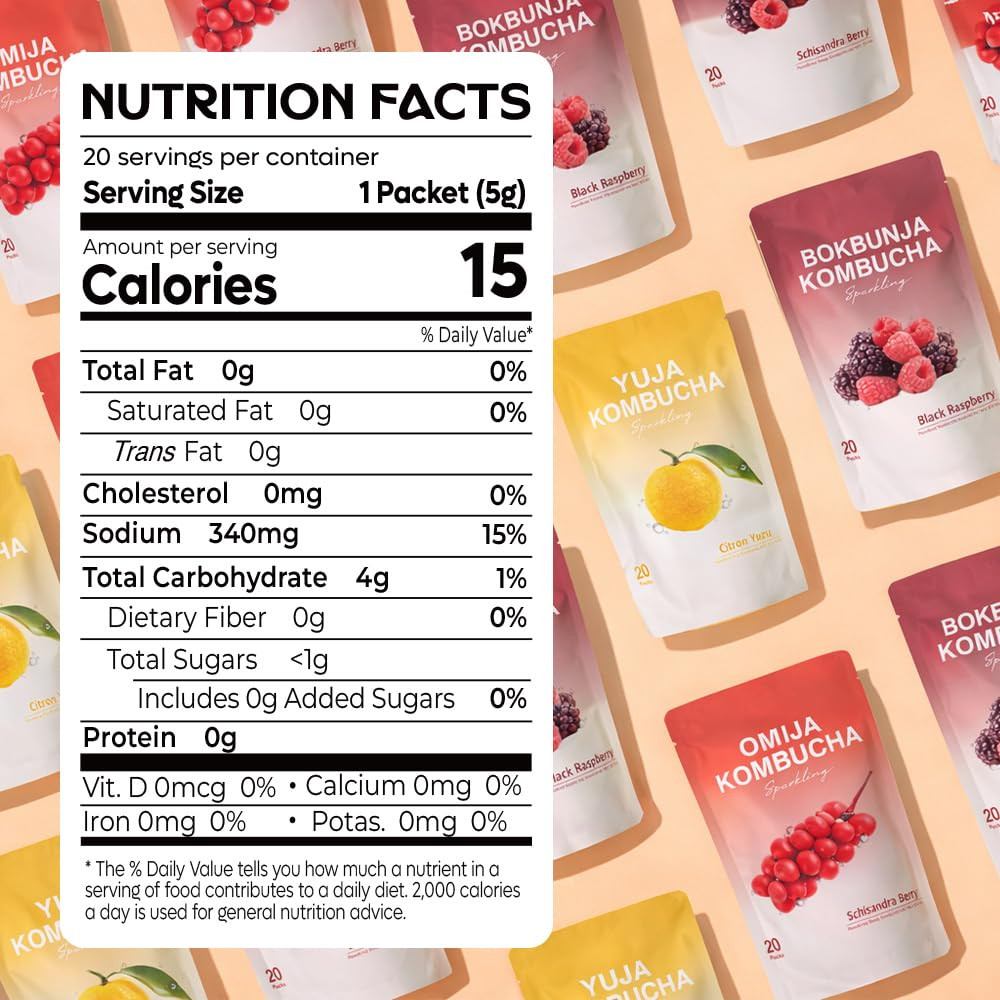 Kombucha Powder Packets | Variety Pack 21T | Sparkling Probiotic Kombucha Drink