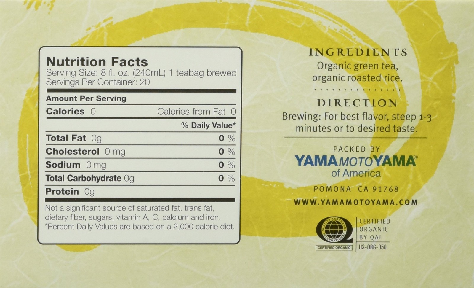 Yamamotoyama Organic Genmaicha Tea Bag, Green with 18 Count (Pack of 6)