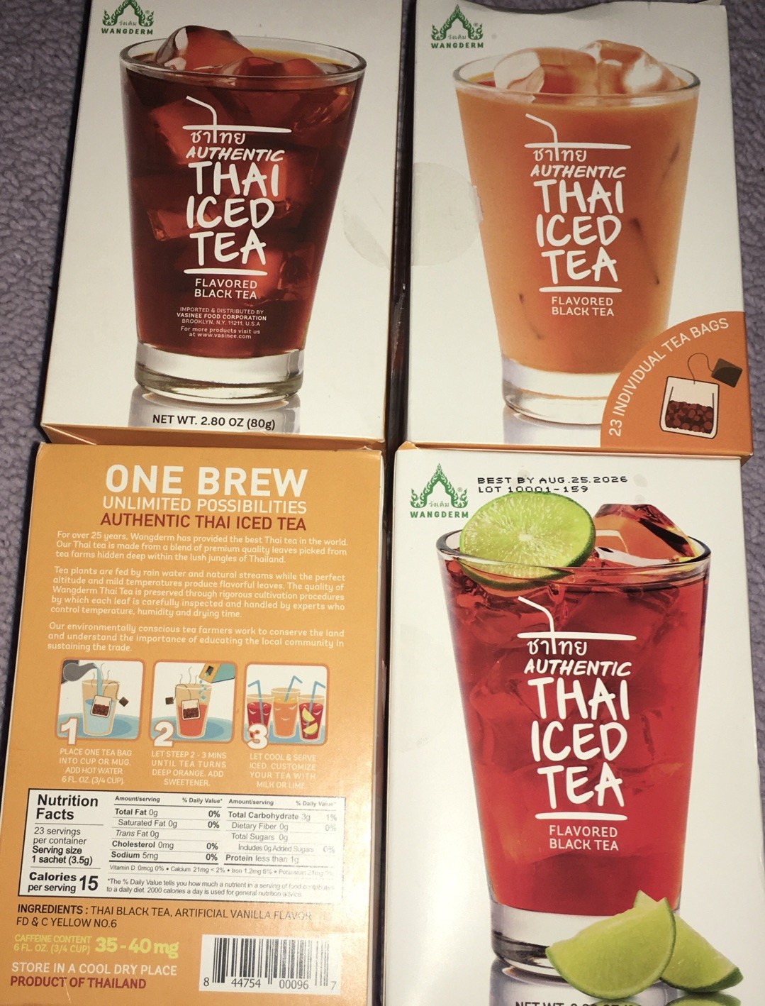 92 Tea Bags Wang Derm Authentic Thai Iced Tea Black 4 – 2.8 Oz Boxes 23 Each