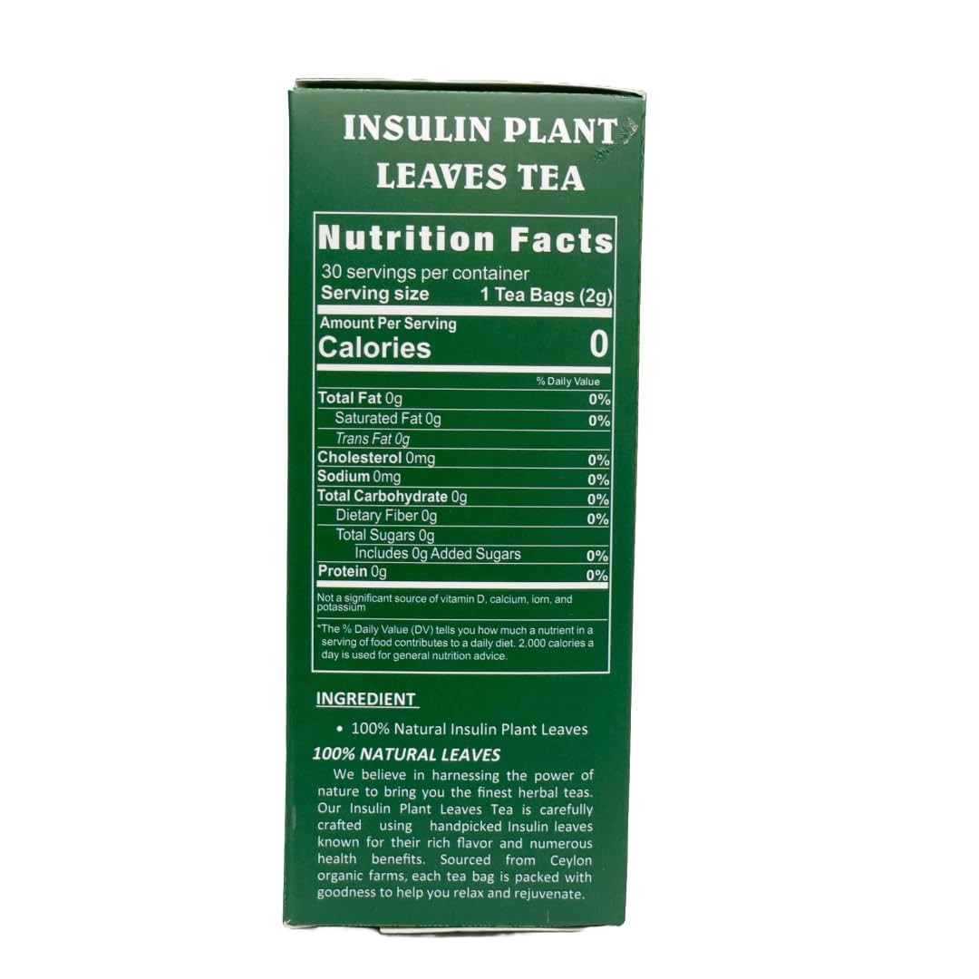 Dried Insulin Plant Leaves Tea 30 X 2G Tea Bags Natural Costus Igneus New