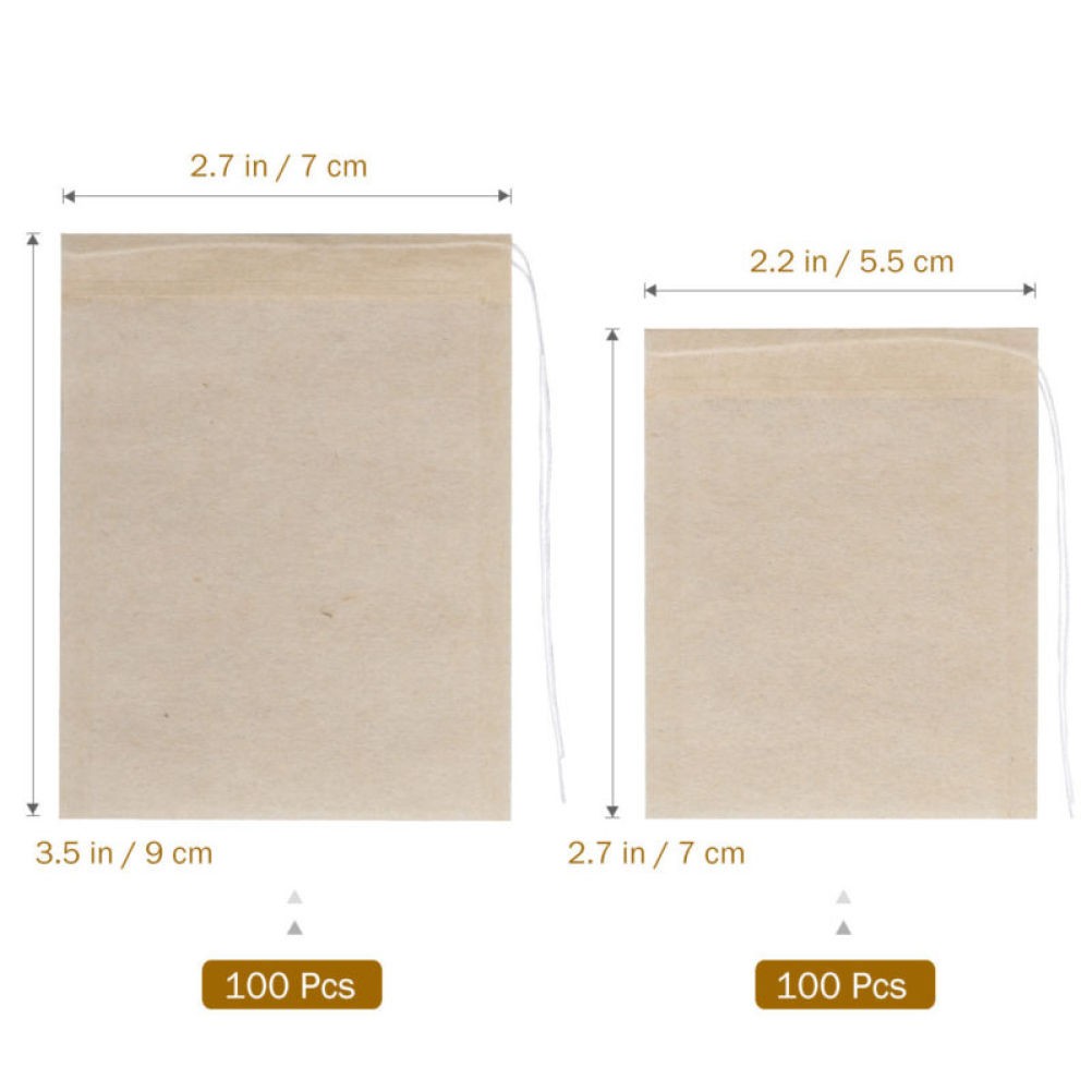 200 Pcs Drawstring Tea Bag Filter Paper Sachets Original Color for Loose Tea