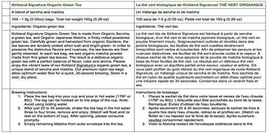 2 Packs Kirkland Signature ORGANIC Japanese Green Tea 100 Bags Each, Total 200ct