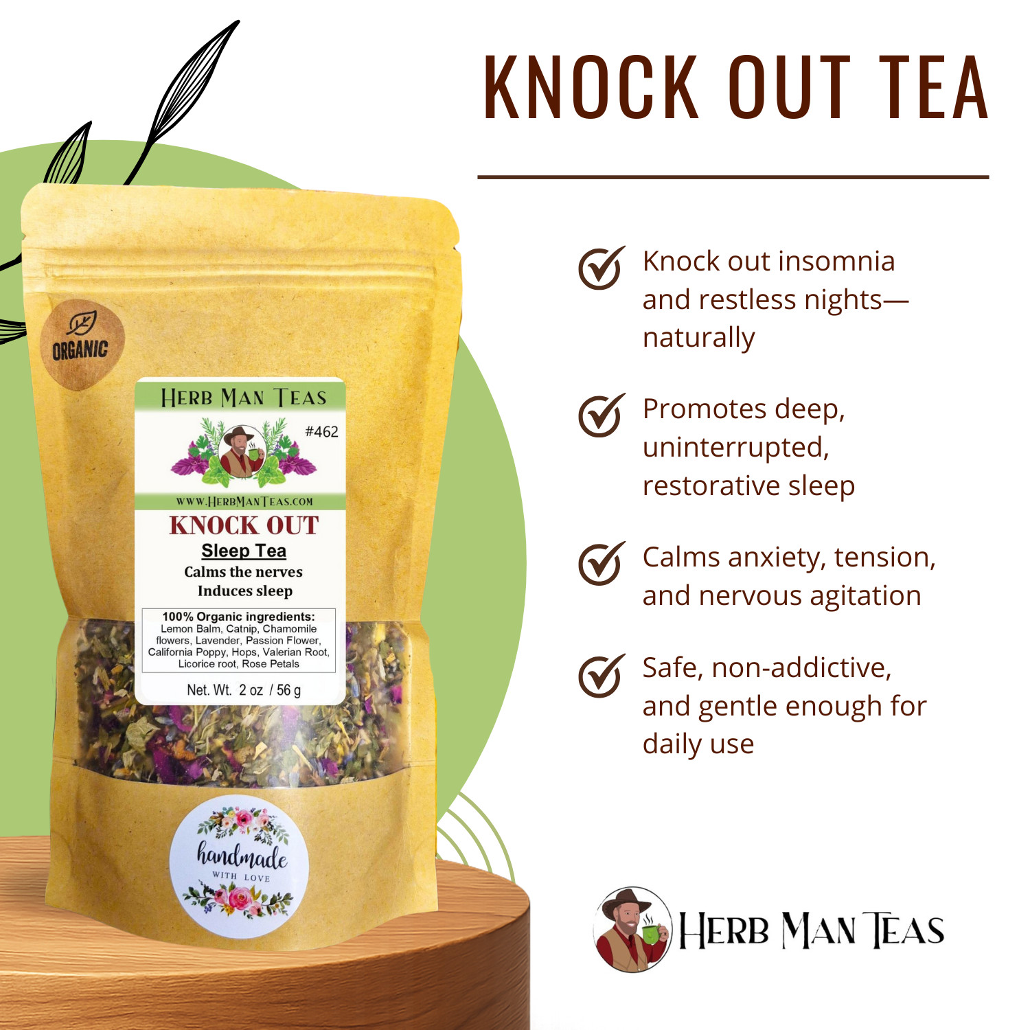 Strong SLEEP TEA for insomnia, over thinking by master herbalist -KNOCK OUT TEA