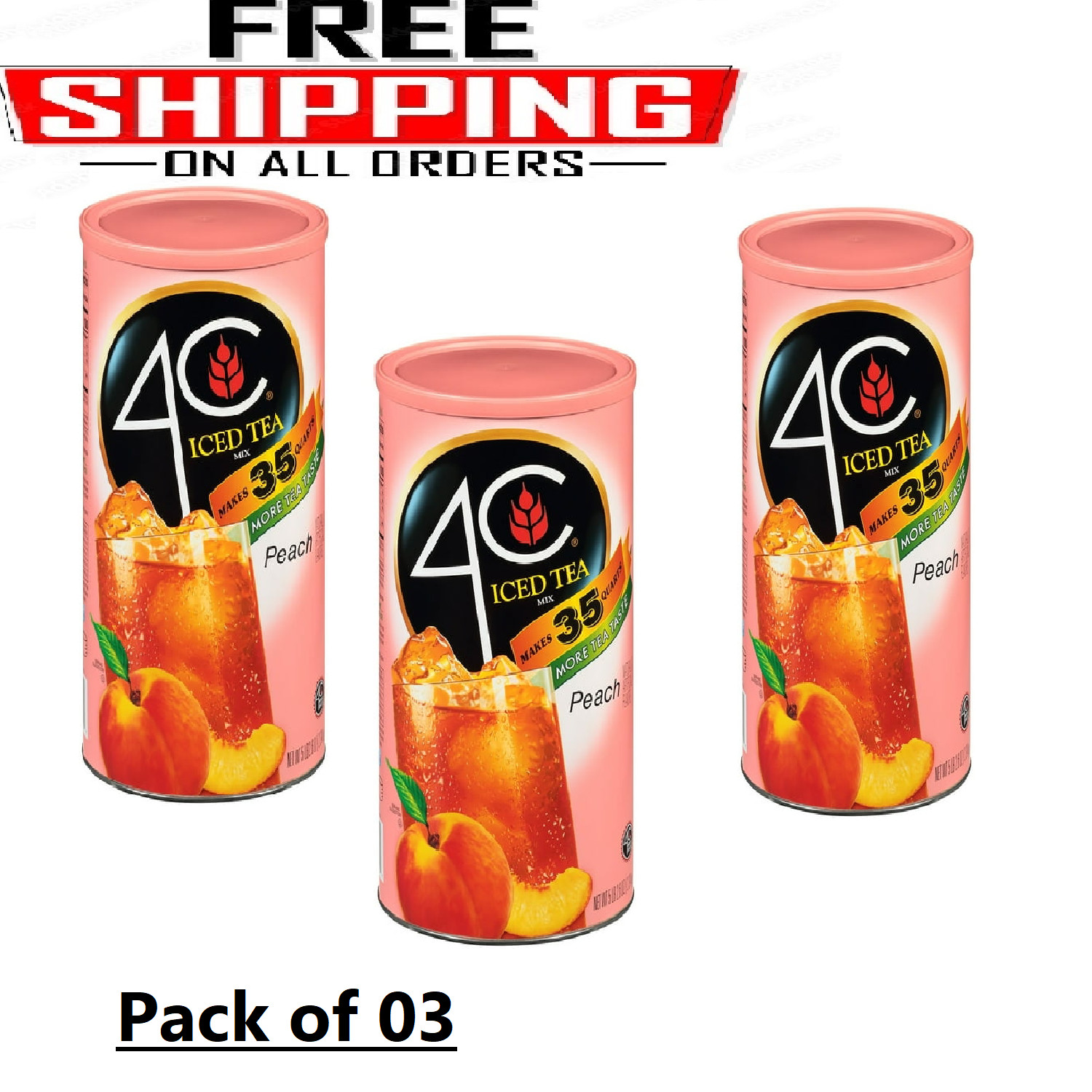 3 Pack – 4C 35 QT Peach Iced Tea Mix (82.6 oz.)