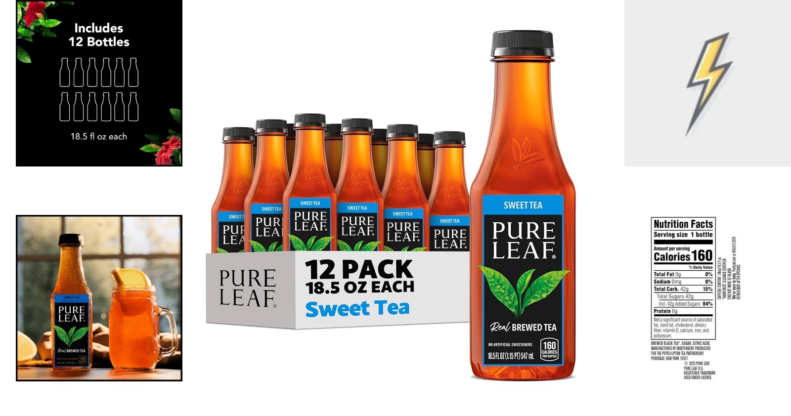 Pure Leaf Natural Sweet Tea – 12 Bottles of 18.5 Fl Oz Refreshing Iced Drink