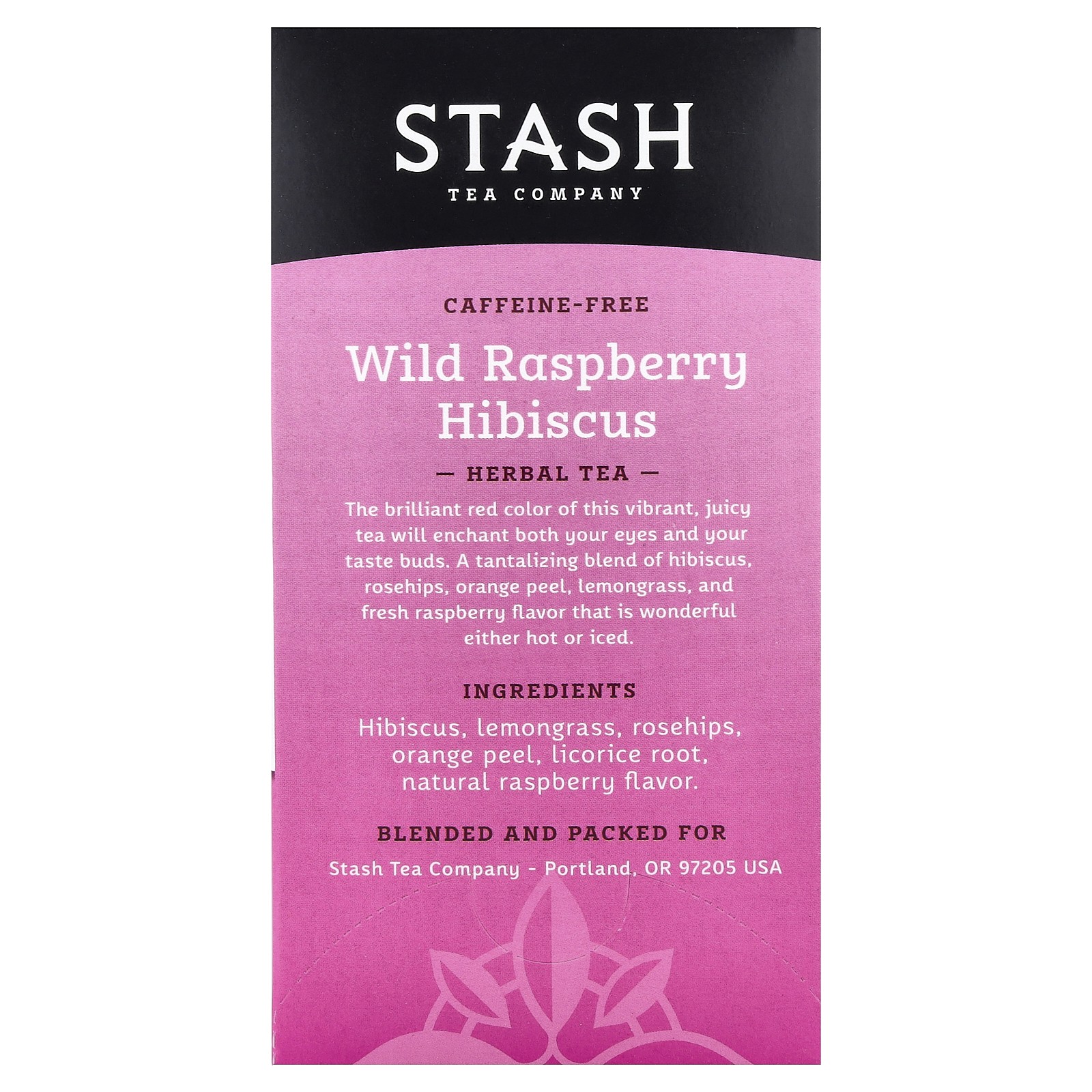 Herbal Tea, Wild Raspberry Hibiscus, Caffeine Free, 20 Tea Bags,1.3 oz (38 g)