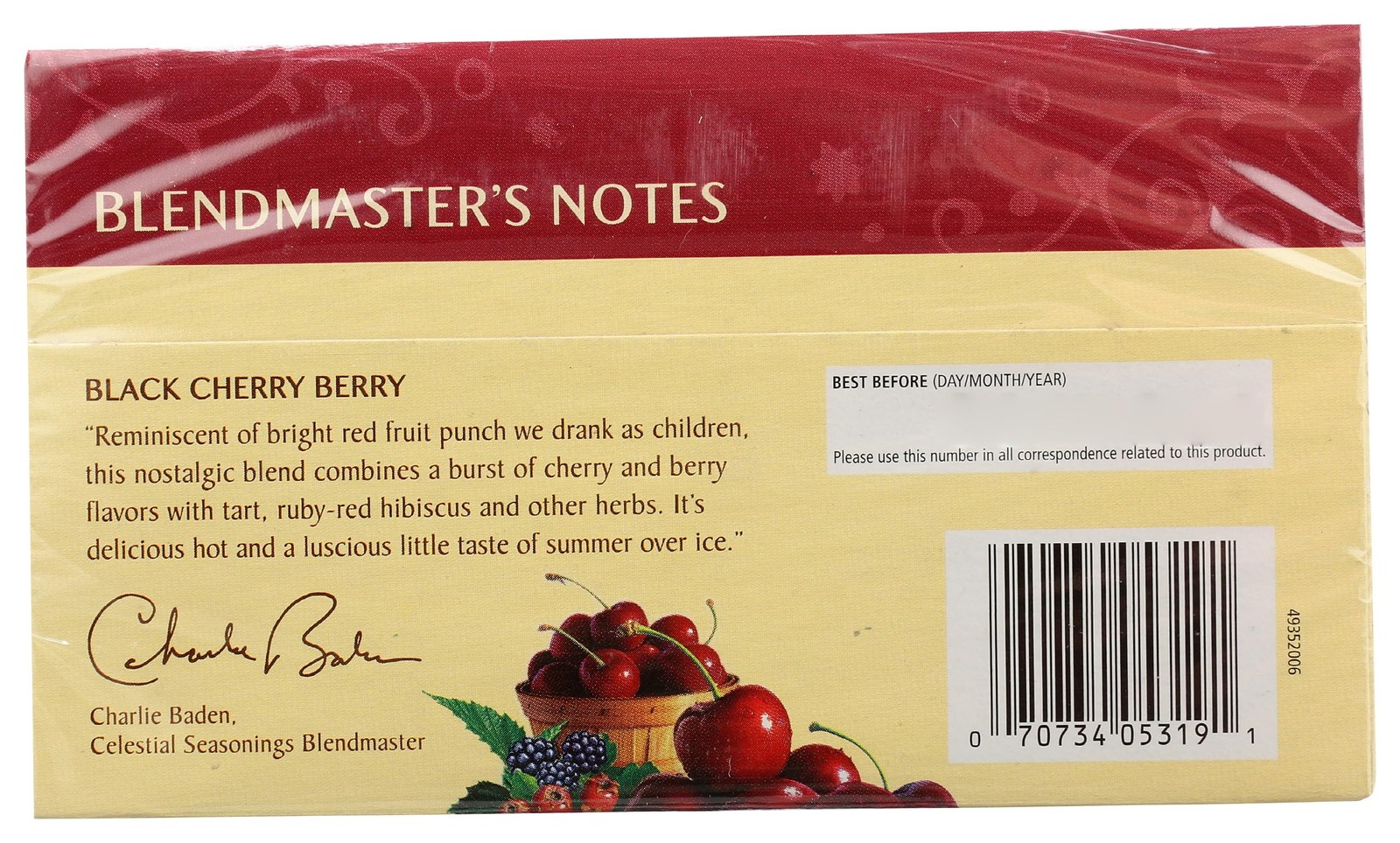 Celestial Seasonings Black Cherry Berry Herbal Tea, 20 20 Count (Pack of 1)