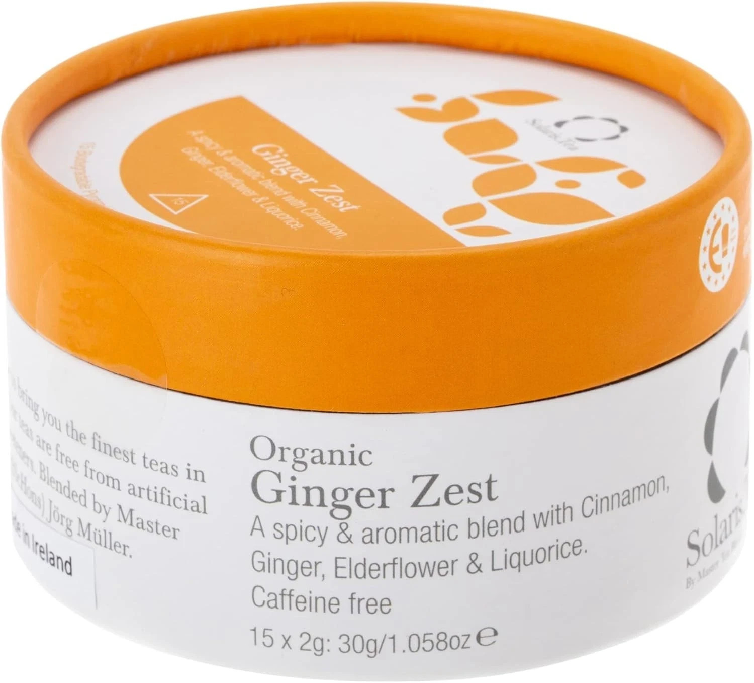 Solaris Tea Ginger Zest, 15 Organic Whole Leaf Biodegradable Pyramid Teabags
